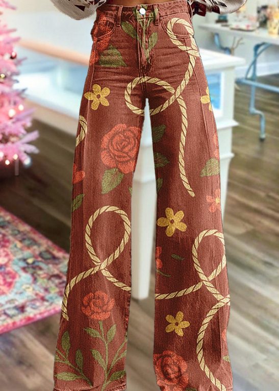 Floral Rope Wide Leg Pants
