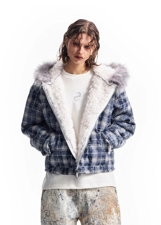 Extra-Thick Blue Plaid Lambswool Jacket — Winter Edition