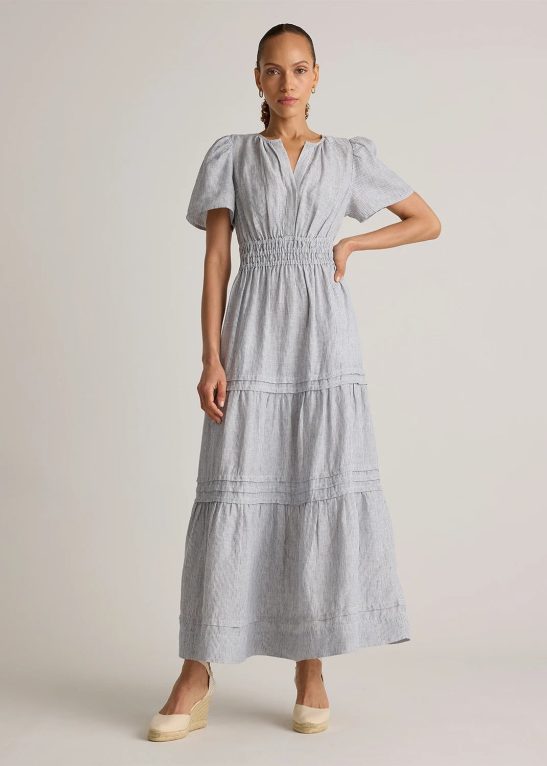 100% European Linen Tiered Maxi Dress