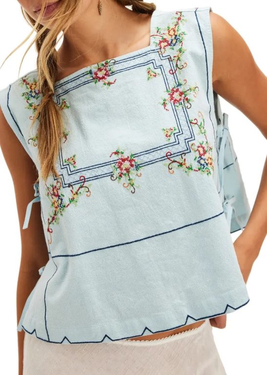 Garden Wall Embroidered Crop Cotton Top