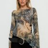 Long Sleeve Flared Top - Multi Animal