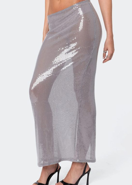 Sheer Sequin Maxi Dress